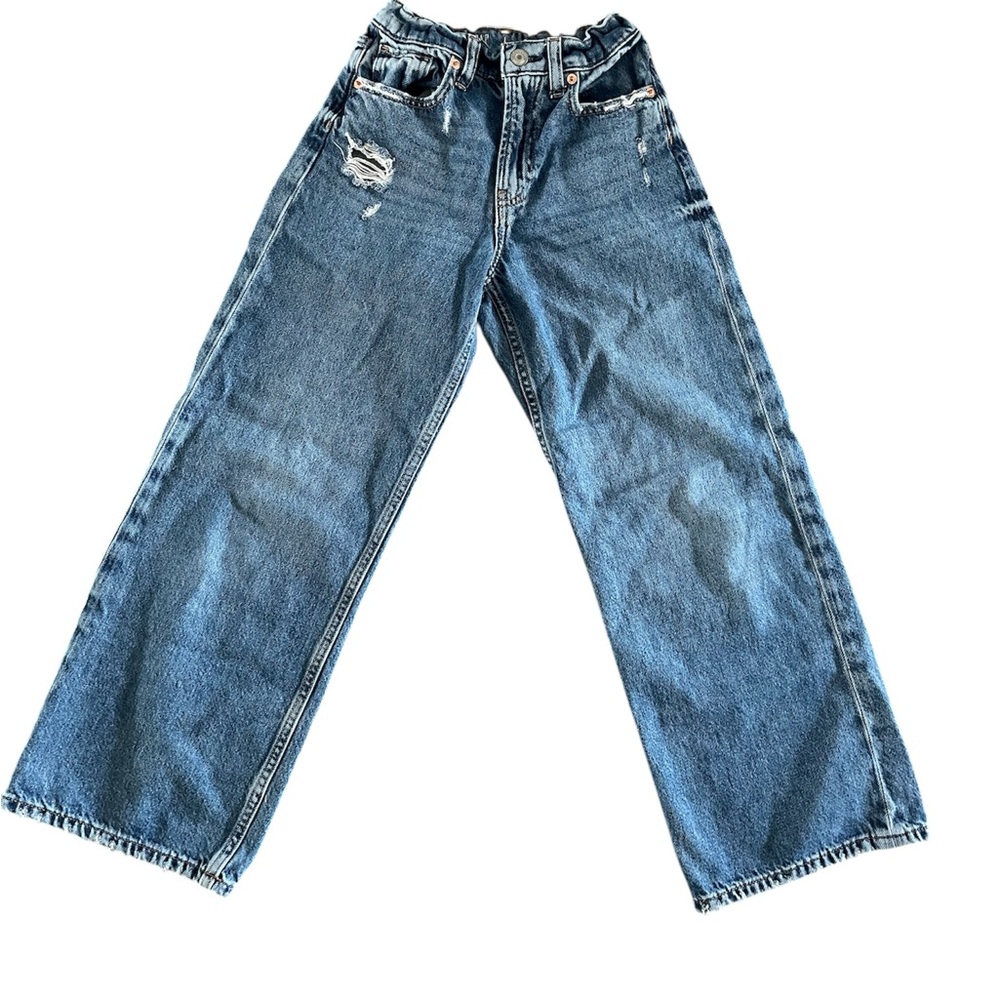 GAP Slim 12 Kids Blue Distressed Wide-Leg Jeans